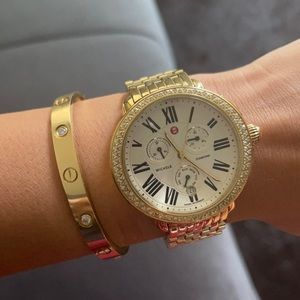 Michele Women GOLD Dial Quartz Diamond Watch